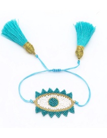 Fashion Blue Rice Beads Hand-woven Beaded Eye Bracelet
