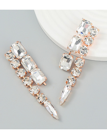 Fashion White Geometric Diamond Claw Chain Irregular Drop Earrings
