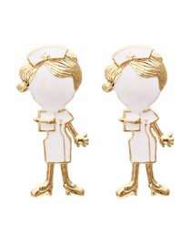 Fashion Gold Alloy Drip Oil Nurse Earrings