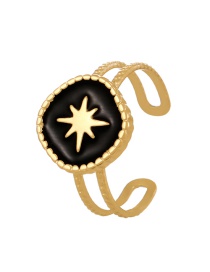 Fashion Gold Titanium Steel Drip Oil Starburst Ring