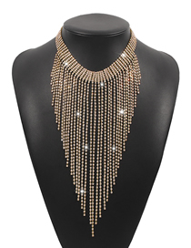 Fashion Gold Alloy Diamond Tassel Necklace