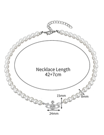 Fashion 2# Pearl Beaded Diamond Saturn Necklace