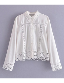 Fashion White Crochet Panel Shirt