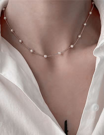 Fashion 2# Alloy Geometric Pearl Necklace