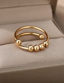 Fashion Gold Spiral Bead Open Ring