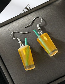 Fashion Yellow Resin Simulation Beverage Bottle Stud Earrings