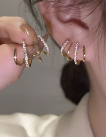 Fashion 1# Geometric Diamond Four Prong Stud Earrings