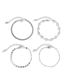 Fashion Silver Alloy Geometric Imitation Crystal Chip Snake Bone Chain Bracelet Set