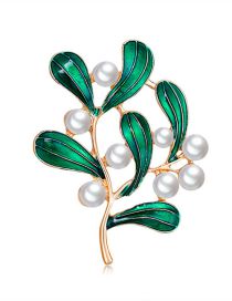 Fashion Color Alloy Set Pearl Branch Brooch