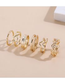 Fashion Gold Alloy Geometric Cutout Ring Set