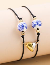 Fashion Black Blue And White Porcelain Ceramic Magnetic Love Bracelet Set