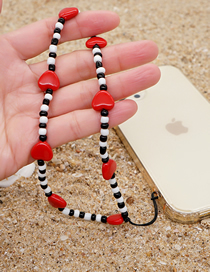 Fashion Black And White Rice Beads Love Beads Beaded Mobile Phone Chain