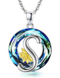 Fashion Silver Alloy Sunflower Alphabet Necklace