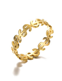 Fashion Gold Coloren Dollar Titanium Dollar Sign Ring