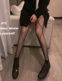 Fashion Diamond Mesh-black Ripped Mesh Black Stockings