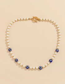 Fashion Gold Color Geometric Ot Buckle Pearl Eye Necklace