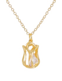 Fashion Gold Copper Inlaid Zircon Flower Necklace