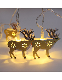 Fashion Wrought Iron Painted Elk Battery Type 1.5 Meters 10 Lights Santa Claus Battery Box Light String (with Battery)