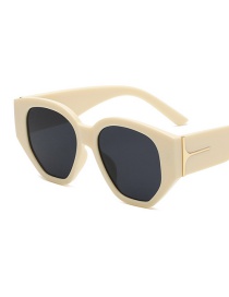 Fashion Beige Large Frame Irregular Wide-leg Sunglasses
