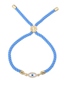 Fashion Blue Copper Inlaid Zirconium Eyes Braided Bracelet