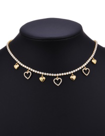 Fashion Gold Copper Inlaid Zirconium Heart Bracelet