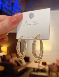Fashion Gold Full Diamond Geometric Stud Earrings