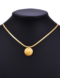 Fashion Gold Titanium Steel Round Letter Necklace
