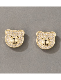 Fashion Gold Color Alloy Diamond Bear Earrings