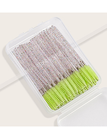 Fashion Green 50 Green Disposable Eyelash Brushes With Colorful Handle + Plastic Box Hardcover