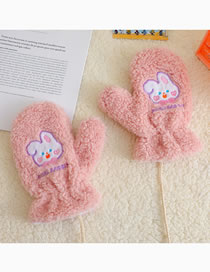 Fashion Pink Bunny Cartoon Plush Padded Halterneck Gloves