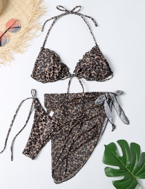 Fashion Leopard Three-piece Print Lace-up Swimsuit