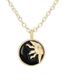 Fashion black Copper Drop Oil Sun Necklace
