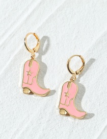 Fashion Pink Alloy Oil Drip Boots Earrings