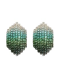 Fashion Short Green Color Alloy Diamond Geometric Stud Earrings
