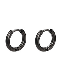 Fashion A Pair Of Black 12mm Titanium Steel Geometric Round Earrings