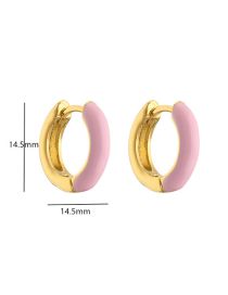 Fashion 1 Pair Of Pink Earrings Copper Drip Oil Round Earrings