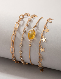 Fashion Gold Alloy Diamond Geometric Pentagram Chain Bracelet Set