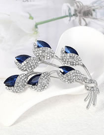 Fashion Silver Alloy Diamond Glass Flower Brooch