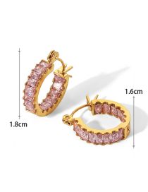 Fashion Pink Titanium Diamond Round Earrings