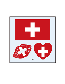 Fashion 30 Swiss (2 Pieces) Environmental Protection Waterproof Flag Lips Love Tattoo Stickers