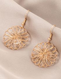 Fashion Gold Alloy Wire Floral Earrings
