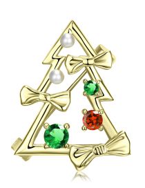 Fashion Gold Sterling Silver Gold Plated Christmas Tree Brooch