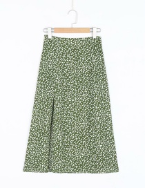 Fashion Green Polka Dot Print Slit Skirt