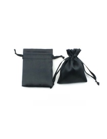 Fashion Black Satin 9*12cm Imitation Satin Drawstring Jewelry Bag