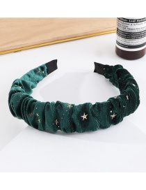 Fashion Dark Green Velvet Five-pointed Star Pleated Broad-side Headband