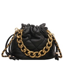 Fashion Black Soft Leather Rhombus Chain Portable Messenger Bag