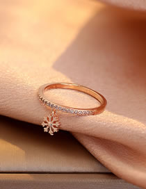 Fashion Rose Gold Color Copper Inlaid Zirconium Snowflake Ring