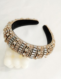 Fashion White Diamonds Golden Full Diamond Headband Sponge Full Drill Headband