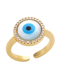 Fashion C Copper Inlaid Zirconium Eye Open Ring