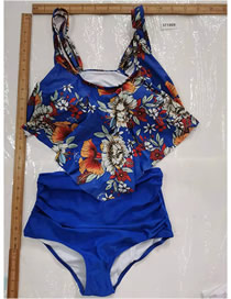 Fashion Picture Color S Printed Sling High Waist Split Swimsuit